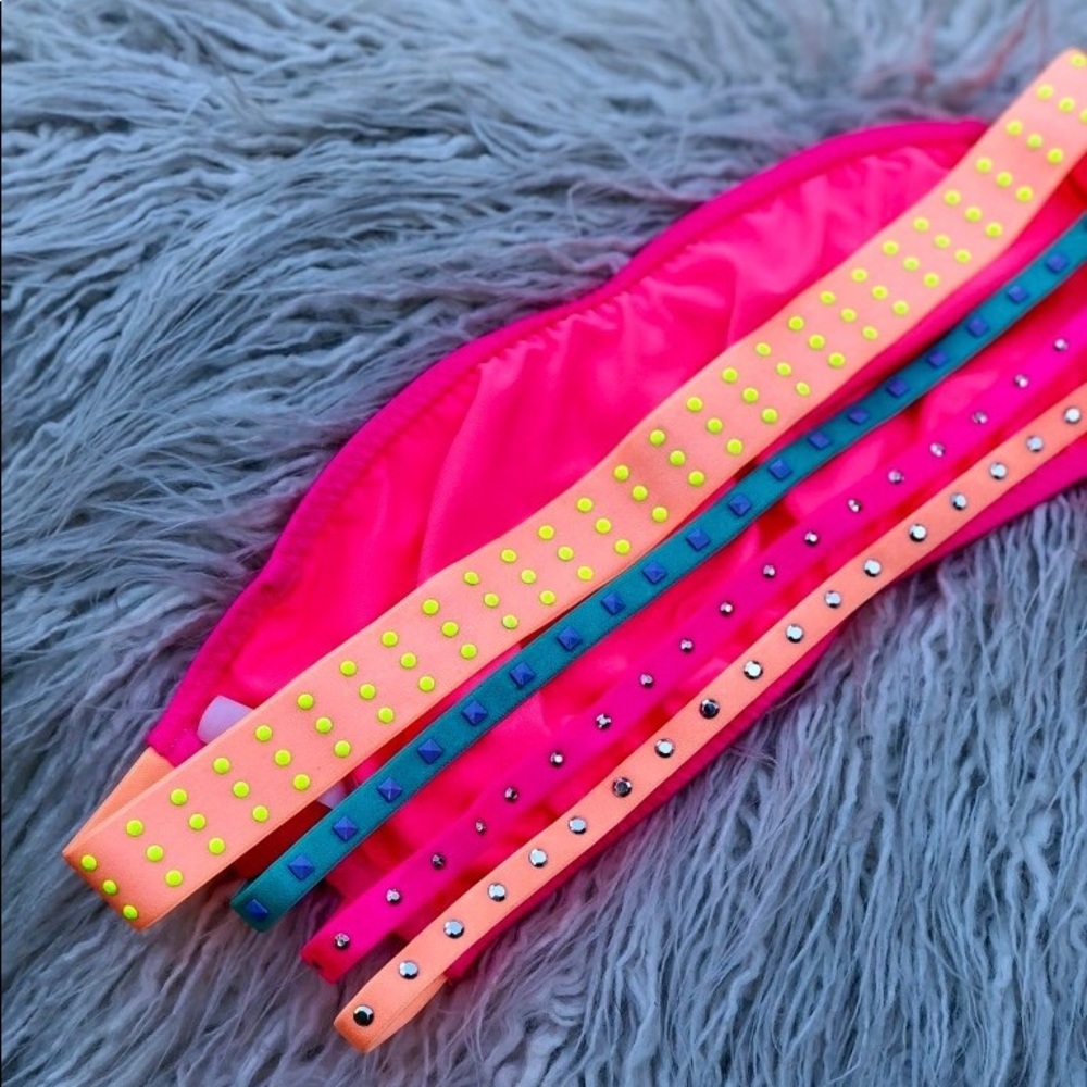 Pink bandeau bikini top